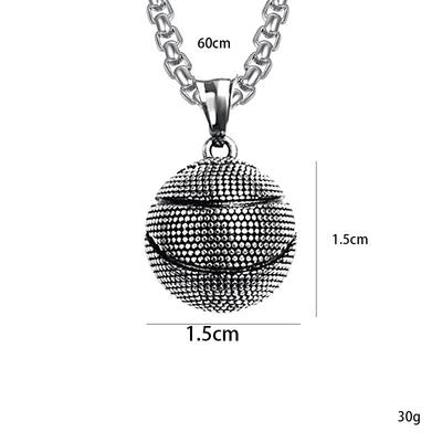 Basketball Pendant Men's European and American Titanium Steel Necklace Jewelry Sports Pendant Jewelry