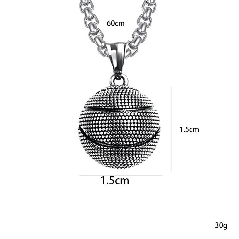 Basketball Pendant Men's European and American Titanium Steel Necklace Jewelry Sports Pendant Jewelry