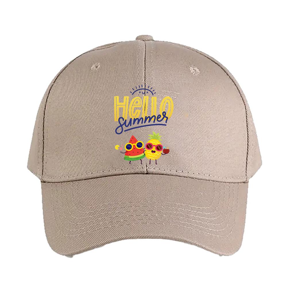 Hello Summer Watermelon and pineapple holiday Summer Woman Man Baseball Cap Adjustable with Curved Brim Duckbill Cap Adjustable
