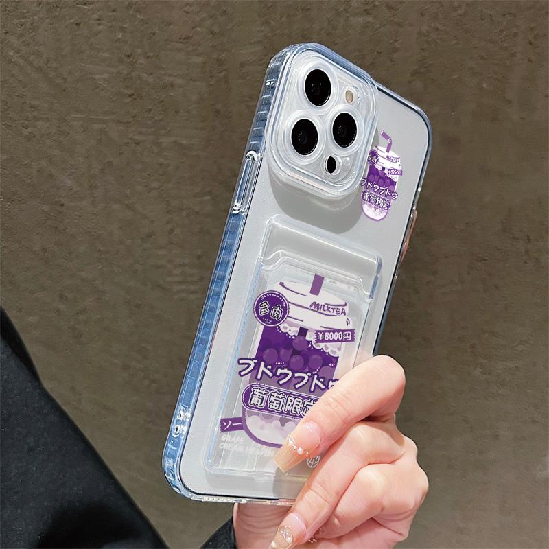 Card Slot Holder Silicone Wallet Pocket Case For iPhone 14 16 15 Max Infinix Note 30 Xiaomi Redmi Note 9 Oppo Reno 12 13F 14F Cover Clear Phone Bumper
