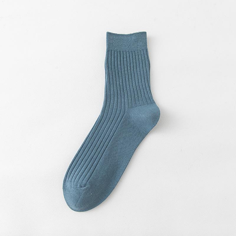 Men's Spring and Autumn Striped Pure Color Cotton Leisure Breathable Warm Tube Socks