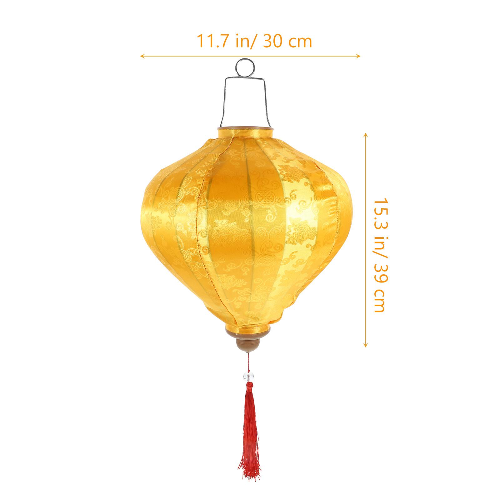 

Vietnamese Silk Lantern Diamond Design Hanging Light Fixture for Lunar New Year Wedding Party Festival Home Garden Decor жовтий