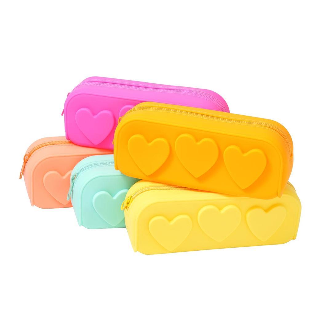 Sacchetti Zip in Silicone Riutilizzabili a Forma di Cuore Sacchetto in Silicone Borsa Cosmetica Portatile Astuccio per Pennelli da Trucco per Donne