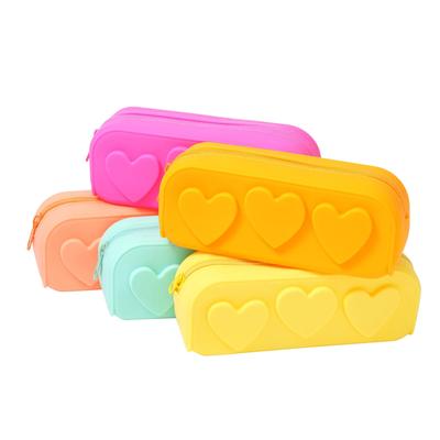 Silicon Zip Bags Reusabl Heart Silicon Bag Cosmetic Bag Portable Makeup Brush Case For Women