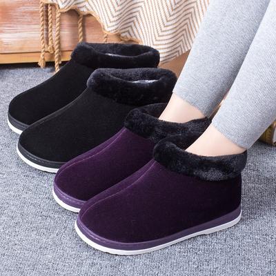 New Middle-aged and Elderly Bag Heel Cotton Shoes Women's Indoor Outdoor Velvet Thick-soled Home Handmade Cotton Shoes Corduroy Cotton Slippers Winter