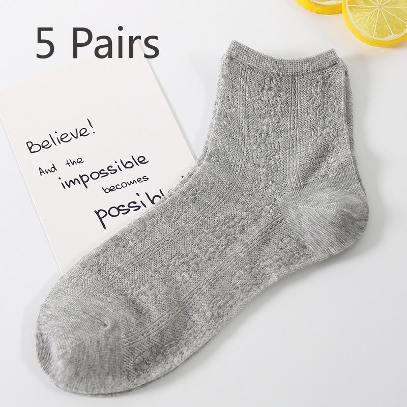 5 Pairs Spring Socks Casual Socks Women's Thin Hollow Socks Socks Jacquard Socks
