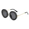 New fashionable European and American diamond-encrusted round frame sunglasses ins hip-hop party funny outdoor street photography trendy sunglasses
