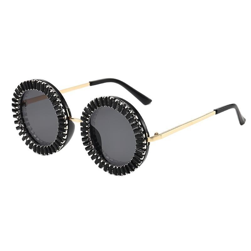 New fashionable European and American diamond-encrusted round frame sunglasses ins hip-hop party funny outdoor street photography trendy sunglasses