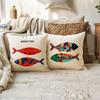 Sea Theme Fish Pillow Covers Coastal Throw Pillowcases Tropical Ocean Theme Beach Cushion Covers ,4 Pack