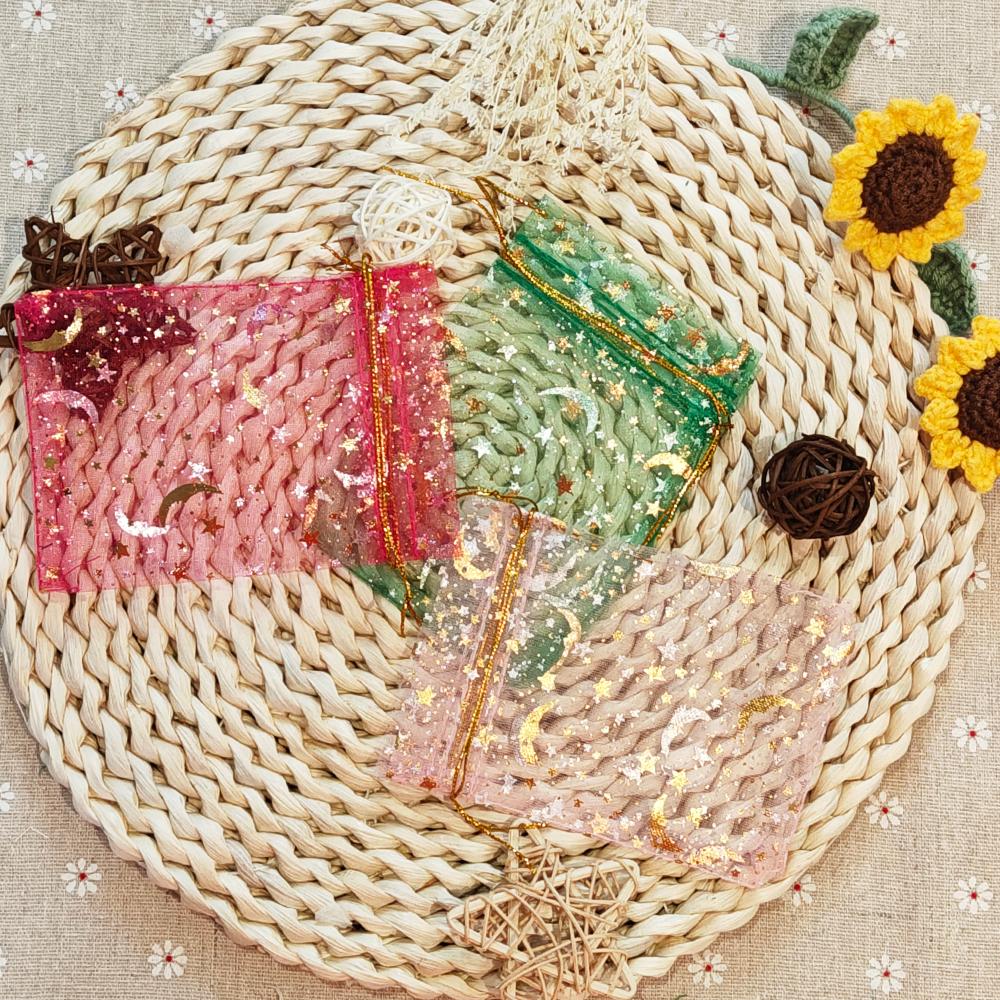 25/50/100pz Sacchetto Regalo Organza Luna Stella Multicolore Sacchetti per Gioielli Regali per Festa di Matrimonio Sacchetto per Caramelle Imballaggio Gioielli All'ingrosso