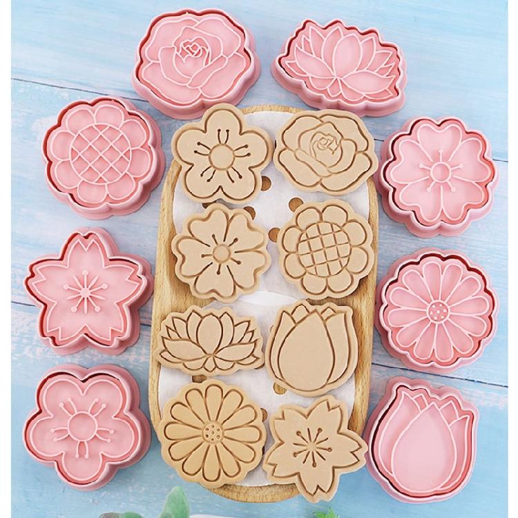 Flower Shaped Cookie Cutters Biscuit Mould 3D Frosting Cookie Cutter PP Material