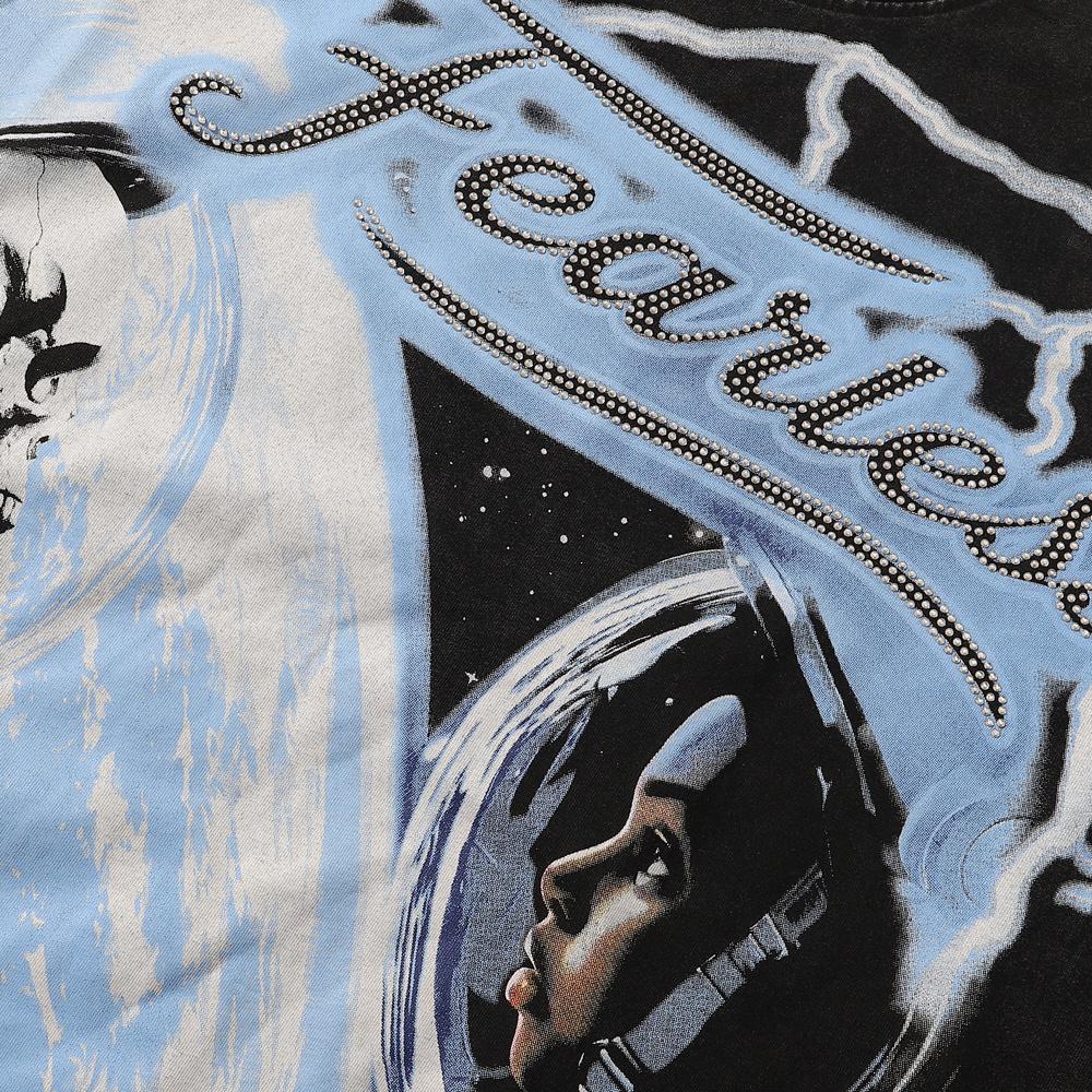 Summer Men's and Women's Majestik Fearless Astronaut Skull & Human Vintage Washed Oversized Tee