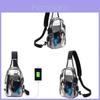 Mini Borsa a Tracolla in PVC con Connettore Caricabatterie USB per Uomo Donna Casual