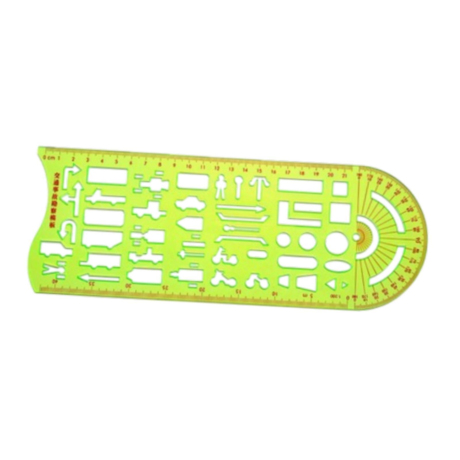 Traffic Accident Drawing Ruler, Accident Symbol, Marking Drawing Template Compact, Lightweight, Professional And Versatile зелёный