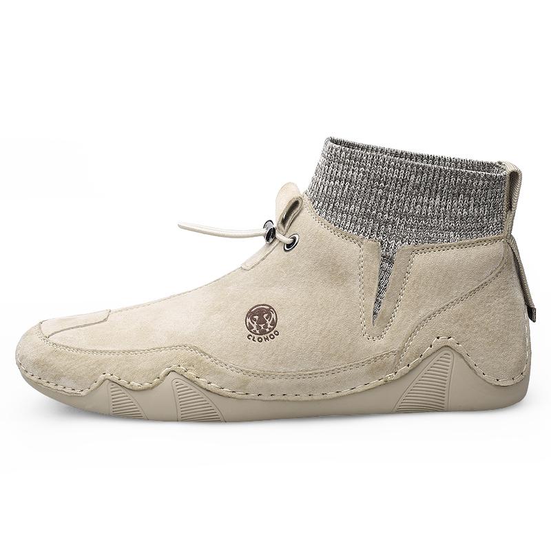 Herren Kurzstiefel Leder Freizeitsneaker Britischer Stil Socken Retro Freizeitschuhe Herbst und Winter