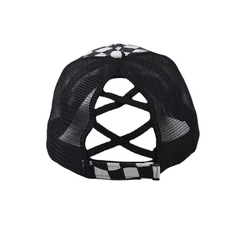 Checkered Mesh Baseball Cap for Men Women, Retro Plaid Trucker Hat with Breathable Net