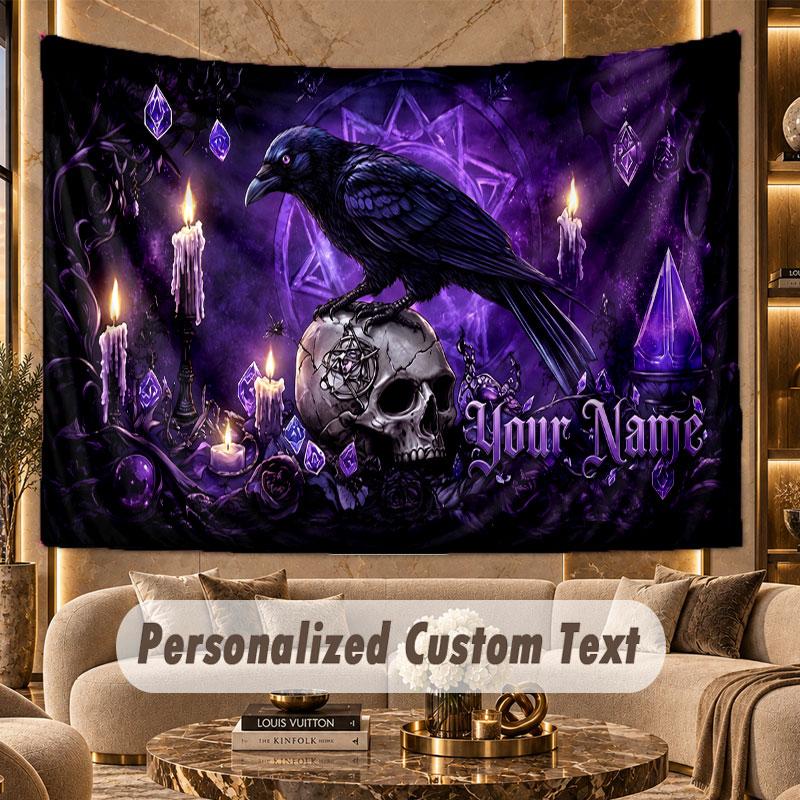 Skull Gothic (126) Theme Wall Tapestry Customized With Name Text Personalized Hanging Tapestry For Bedroom Living Room Decor