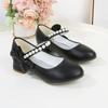 Children's Leather Shoes Elegant Girl Princess Shoes with Bowknot Fashion Chic Versatile Kids Party High-heels Shoes Black White