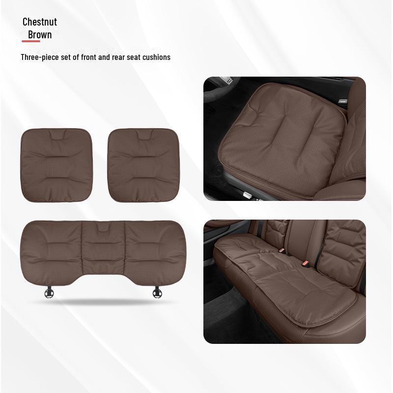 Universal Ventilated Nappa Leather Car Seat Cushions - Four Seasons, Breathable, High-Grade, Perforated Design for All Models.