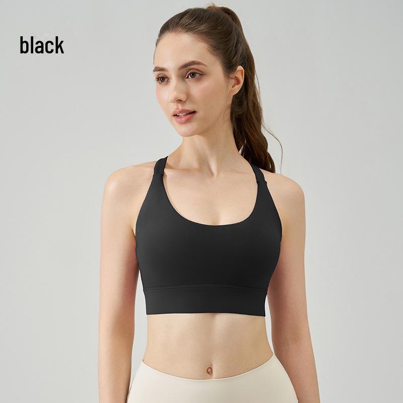 NS Women's Nude Backless Summer Yoga Vest with Shock-Absorbing Buckle & Water Drop Cross Back Sports Bra