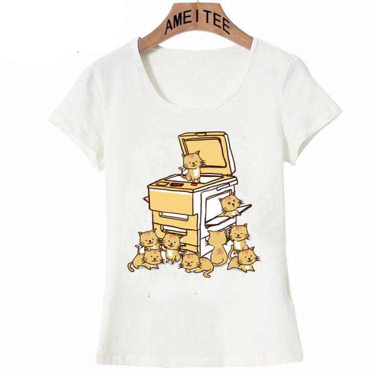 Sommer Hang Loose Schwarze Katze Tasche Kunst Damen T-Shirt Nachgeahmtes Katzen Design T