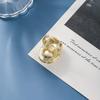 Exaggerated Metallic Texture Irregular Ring with Pearl Inlay