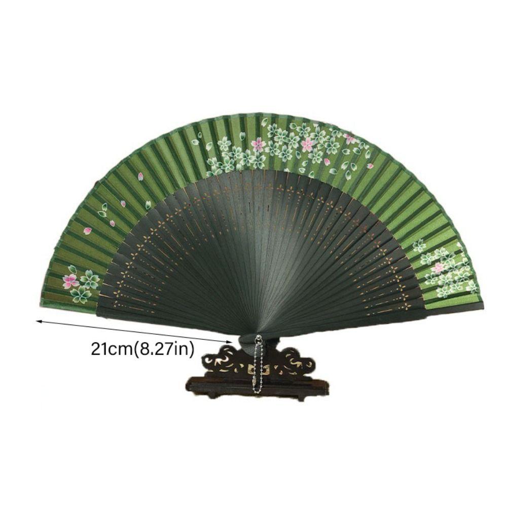 Ancient Cheongsam Fan Bamboo Rib Dance Hand Fan Portable Cherry Blossoms Folding Fan  Summer