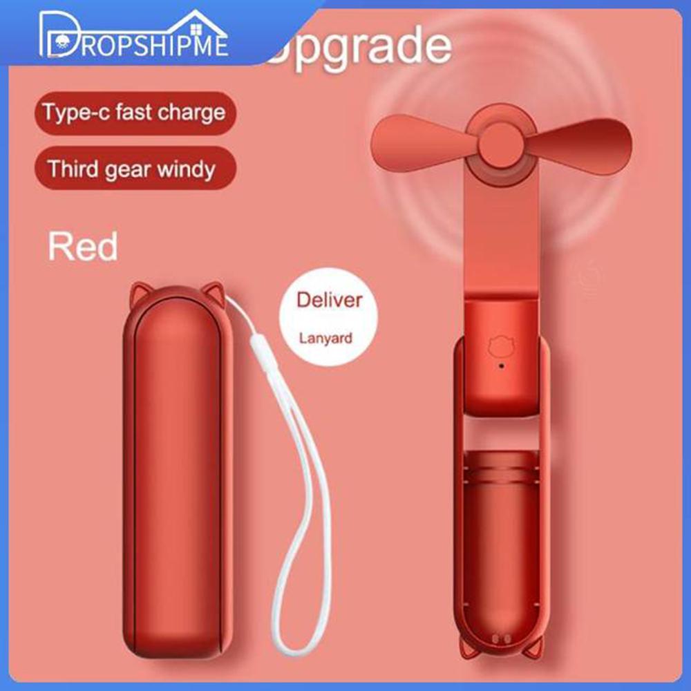 

Dropshipme Перезаряжаемый портативный вентилятор карманный вентилятор ручной мини складной охлаждающий 2000 мАч кулер для домашнего офиса с внешним аккумулятором красный