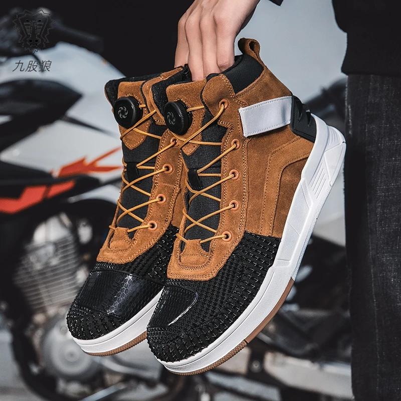 Motorcycle Riding Shoes Summer Motorcycle Boots Casual Shoes Ultrafine Fiber Leather Motorcycle Cross-Country Riding Boots