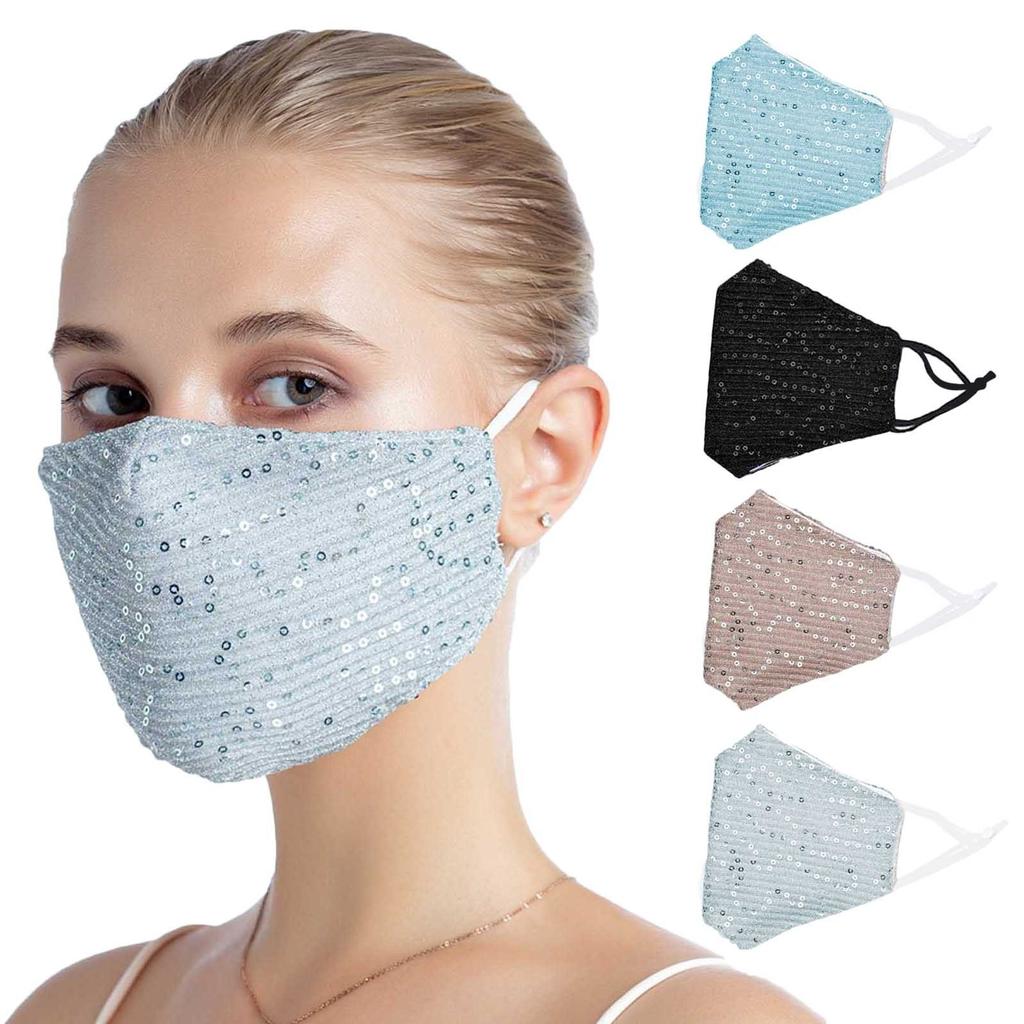 1 PC Washable Sequins Breathable Reusable Shiny With filter Pocket Face Mask