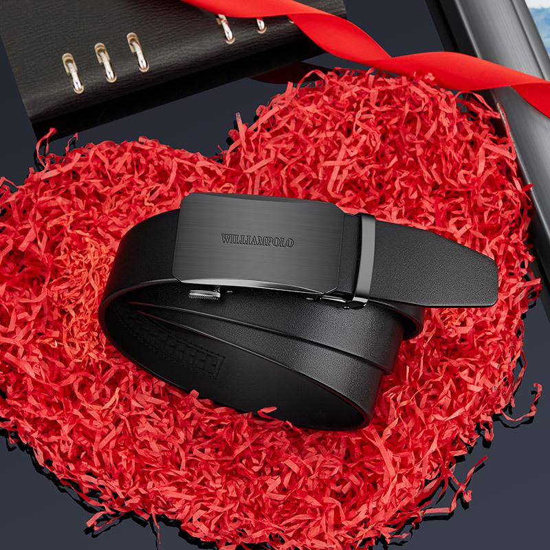 King Paul Men's Premium Cowhide Belt with Alloy Automatic Buckle - Elegant and Versatile Design