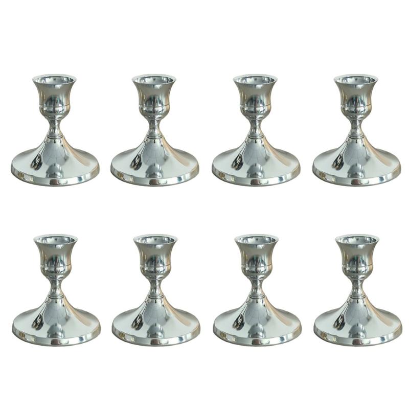 

Retro Taper Candle Holders Iron Candlestick Holders for Home Dinning Table Centerpiece Wedding Holiday Party Chrismas серебряный