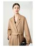 100% Pure Cashmere Water Ripple Double-Faced Wool Coat with Belt - Women's Outerwear