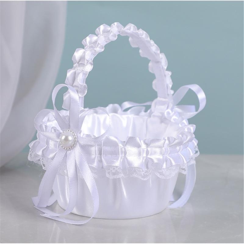 Fabric Wedding Flower Basket European Styles Petal Scattering Basket with Comfortable Grip For Flower Girls Formal Event