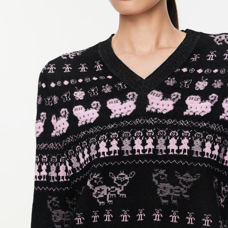 JNBY Women's V-neck Wool Knit Pullover