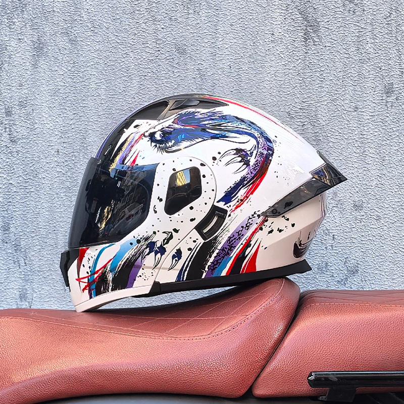 Small shell helmet peel-off helmet motorcycle helmet locomotive double lens men's and women's four-season motorcycle cruise helmet large