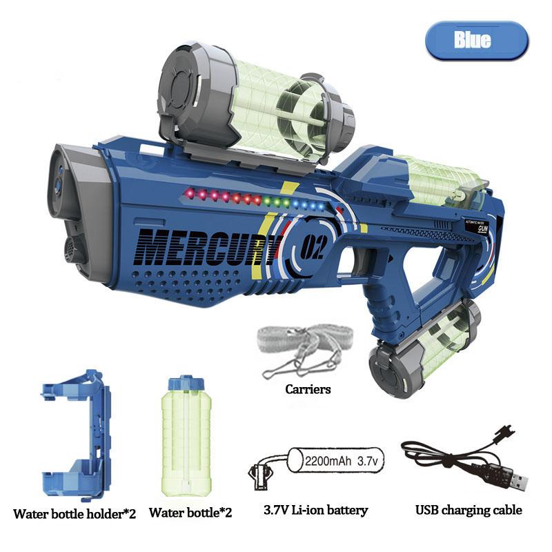 Outdoor Automatic Electric Water Gun with Light Rechargeable Summer Fully Continuous Firing Party Game Kids Splashing Toys Gifts