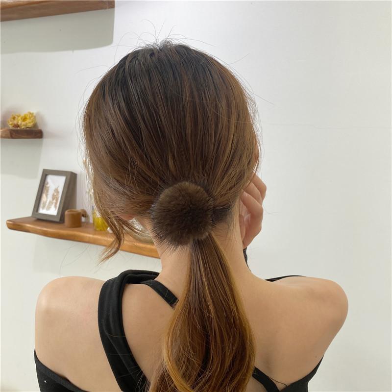Plush Ball Head Rope, Mink Ball Hair Accessories, Fashionable  Girls' Hair Rings, High Elastic Rubber Bands, Large Plush Ball Hair Rope
