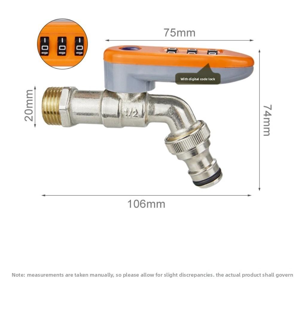 

A Faucet with A Password Lock, Suitable for Outdoor Gardens, Public Places, Made of Brass, Pipe Fitting Connected Valve
