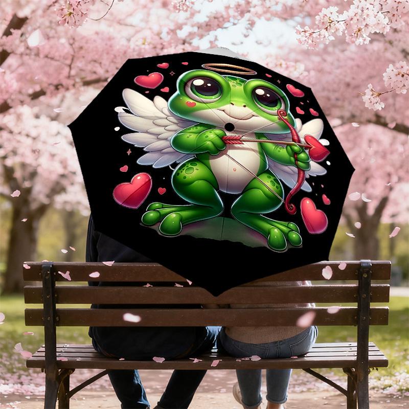 1pc frog cupid Automatic Open/Close Umbrella with Windproof, 8-Rib Sturdy Canopy, Durable Ribs, Fashionable Design1196A