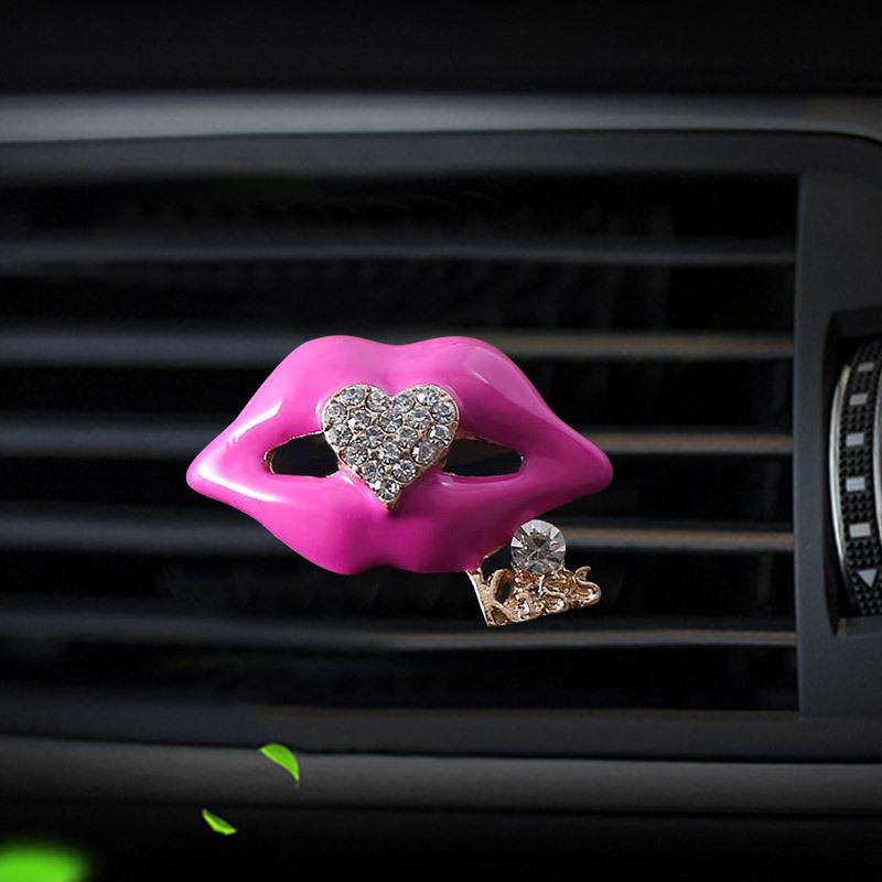Alloy drilling lips modelling car Perfume clip air conditioner outlet air freshener in the automobile air freshener diffuser розы красного