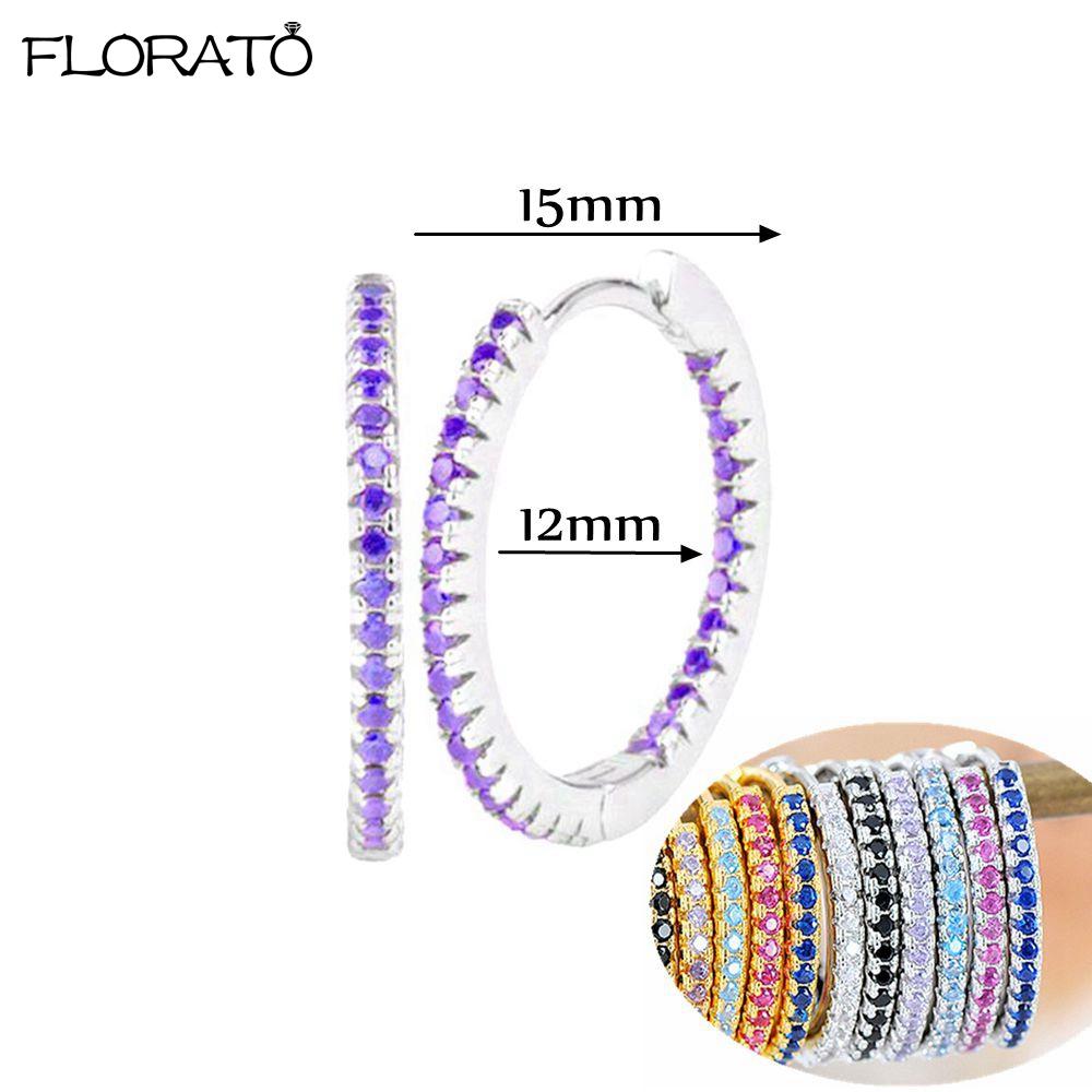 925 Silver Needle Elegant Purple Earrings Exquisite Small Hoop Earrings for Women Fashion Puncture Jewelry Accessories