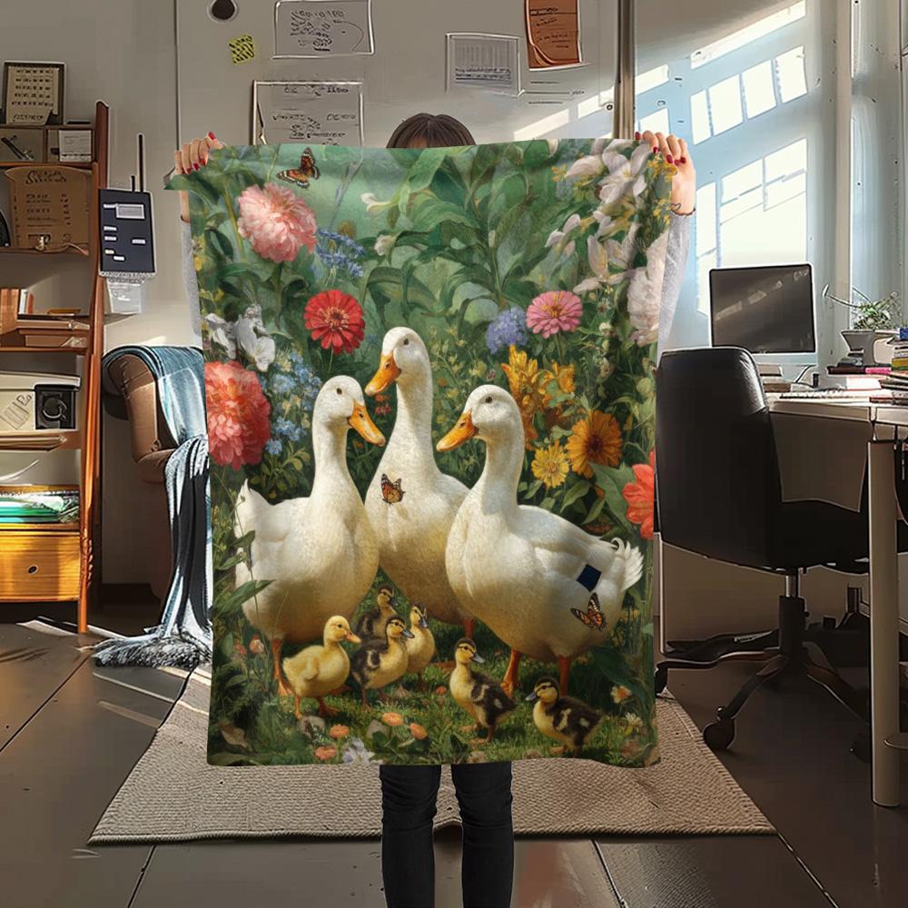 

1PC Bloom Flock Print Flannel Blanket, High quality Comfortable for All Seasons, Home Decor, Warmth and Comfort 80cm x 120cm