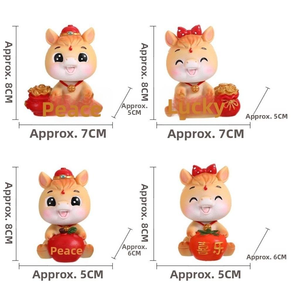 Resin Head-shaking Horse Figurine Cartoon Horse Wealth Lucky Charm Creative Desktop Ornament  Gift