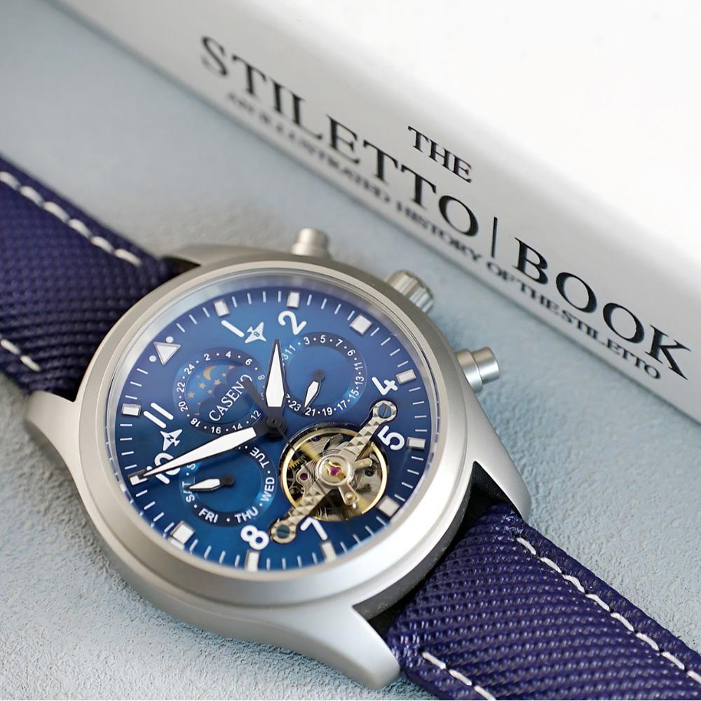 Moon Phase Automatic Watch Chronograph Tourbillon Skeleton Mechanical Multifunction Mechanical Watch