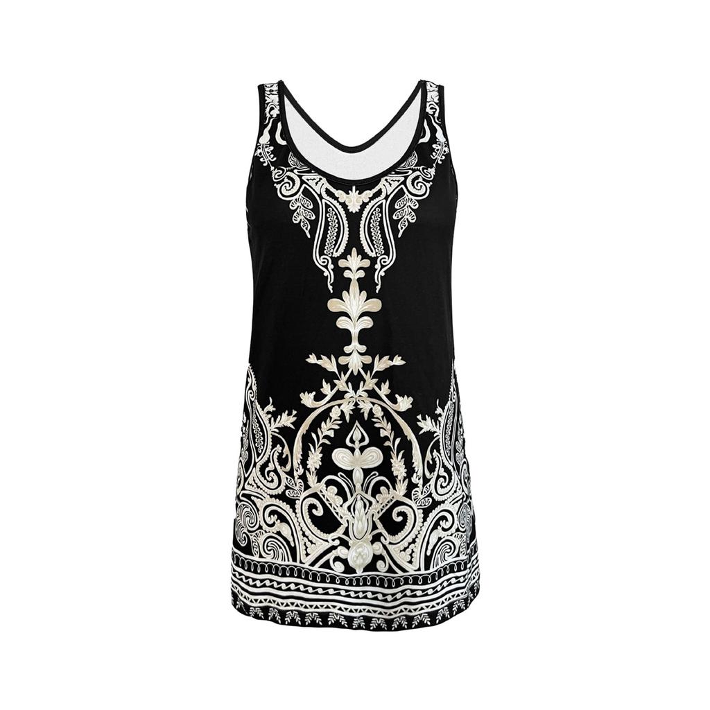 Women's summer sleeveless round neck printed vest