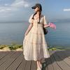 Bubble Sleeve Dress Women's Summer New Waist Thin Sweet Long Skirt
