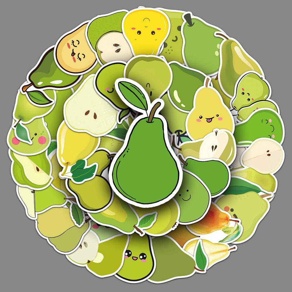 50 Naklejek Graffiti w Kształcie Gruszki Personalizowane Kreskówkowe Kreatywne Owoce Dekoracyjne Naklejki na Kubek do Wody Etui na Telefon Komórkowy Naklejki na Komputer