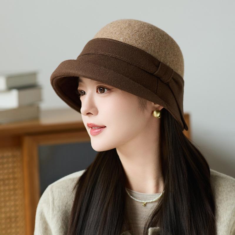 Autumn and winter new woolen millinery trendy fashion warm top hat niche bucket hat