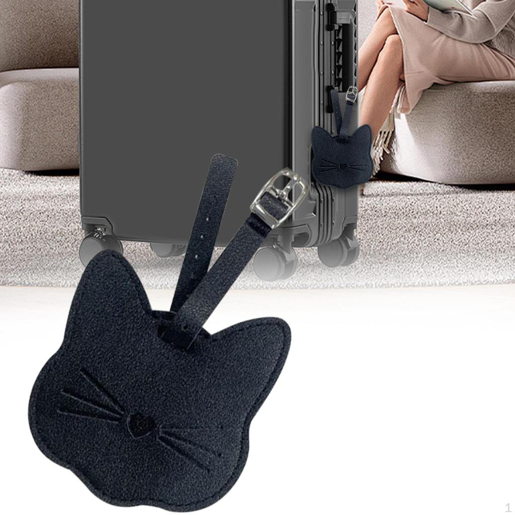 Leather Luggage Tag Boarding for Women Men Fashion Cartoon Cat Handbags Purse Charm Travel Bag